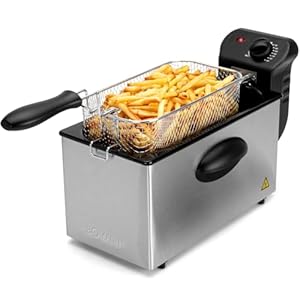 Bomann Gastro Fritteuse mit 3L Kapazität | mit Fett | Kaltzonentechnik & Abtropfvorrichtung | stufenlos regelbarerem Thermostat | 2000W | FR 2264 CB