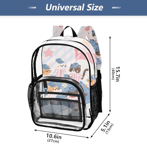 Cartoon Cute Cats Pyjama Party Clear Backpack School Clear Book Bag For Adults Transparent PVC Back Pack4