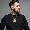 JewelryWe Men's Necklace Stainless Steel Lion Head Pendant Gold Plated Biker Necklace with 55cm Chain, for Xmas #1