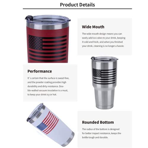 Iyasa Patriotic Stainless Steel American Flag Travel Mug | Double Wall Vacuum Insulated | Engraved Tumbler | Cold & Hot Beverages | Gifts Military | Usa #TOP3