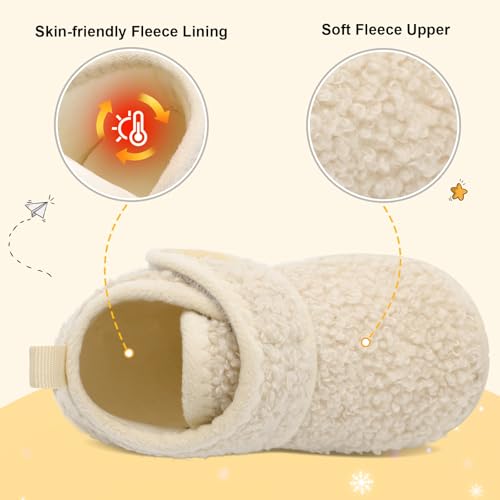 JOINFREE Toddler Slippers Boys Girls House Fleece Booties Baby Warm Winter Boots Kids Bedroom Indoor Shoes Cozy Outdoor Walking Shoes3