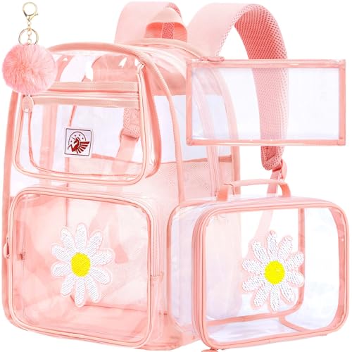 KLFVB Clear Backpack, Heavy Duty Transparent Bookbag, See Through...