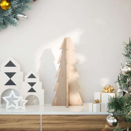 LoogCape Árbol de Navidad de madera para decorar, 49 cm, de madera de pino maciza, árbol de Navidad, árbol de Navidad, árbol de Navidad, árbol de Navidad con soporte para salón interior, decoración