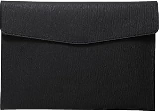 LAOLINGSY PU Leather A4 File Folder Document Holder Waterproof Portfolio Envelope Folder Case with Snap Closure(Black)