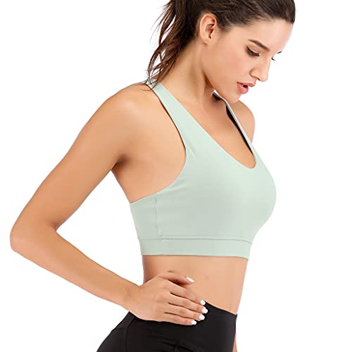 Soutien-gorge sans armatures vert pour femme adepte de yoga et gym douce
