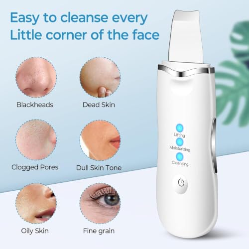 Image of AJIGNA MART Skin Scrubber, Ultrasonic Exfoliator 3 Modes, Blackhead Remover, Pore Cleaner, Face Wash Spatula with 3 Modes, Face Skin Spatula USB Charging, Suitable for All Skin Types