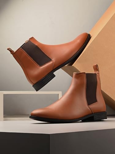 Image of EL PASO Men Faux Leather Casual Chelsea Boots
