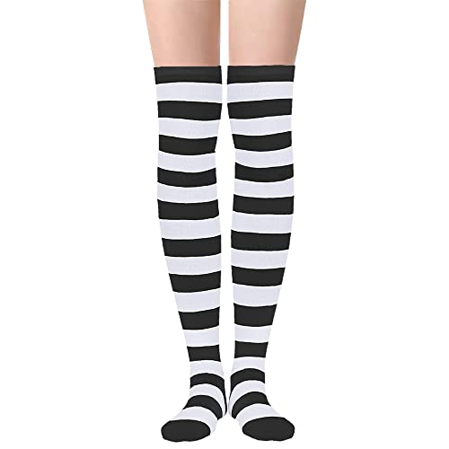 UTTPLL Womens Thigh High Socks Striped Stockings Fashion Colored Long Over Knee High Socks for Halloween, Party, Daily Wear2