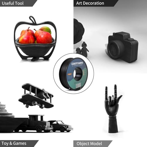 Image of GIANTARM 3D Printer Filament,Black & Grey 2kg PLA Filament 1.75mm,Dimensional Accuracy + /- 0.02 mm,2pcs 1kg Spool (2.2lbs) Fit Most FDM 3D Printers