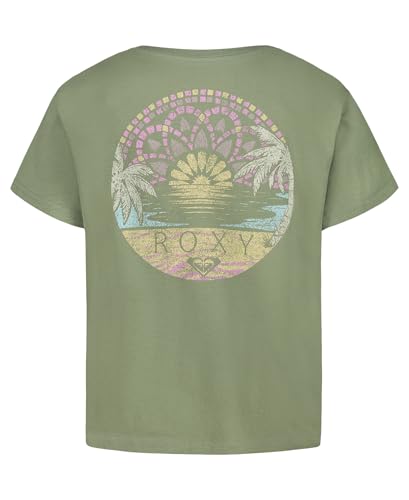 Image of Roxy Girls' Short Sleeve Boyfriend Fit Logo Tee, Crew Neck Graphic T-Shirt, Soft & Comfortable