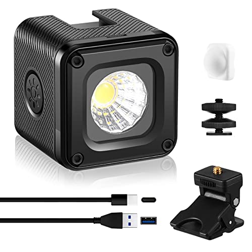 Aiffoto LED Camera Video Light Kit, 800mAh Mini Cube Lights Portable Photography Conference Fill Lighting, with Cold Shoe Mount Clamp Mount and Diffuser (black)