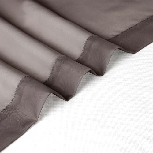 Image of Chyhomenyc Chocolate Brown Sheer Curtains 45 Inch Long 2 Panels, Light Filtering Rod Pocket Voile Short Curtains Drapes for Living Room Bedroom Small Windows, 42Wx45L Inches