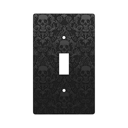 Txfreeman Gothic Wallpaper Skull Print Wall Plate, Single Toggle Light Switch Cover Wall Plates 1-Gang Decorative Faceplate For Bedroom Living Room Home Kitchen Decorate 4.50" X 2.76" #TOP1