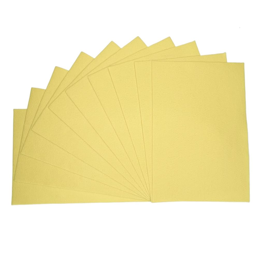 Oh Sew Crafty Limited Pastel Yellow Felt Sheets 100% Polyester A4 23Cm X 29.7Cm Craft 200Gsm (Sold As Pack Of 2) (Pastel Yellow)