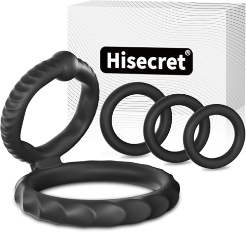 Hisecret ペニスリング コックリング ４点セット リング シリコン製 3種類の内径 高弾力 男性用 アダルトグッズ 大人のおもちゃ - 画像1