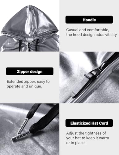 Arjen Kroos Men's Metallic Hoodie Vest Sequin Zip Up Sleeveless Rave Disco Shiny T Shirt with Pockets2