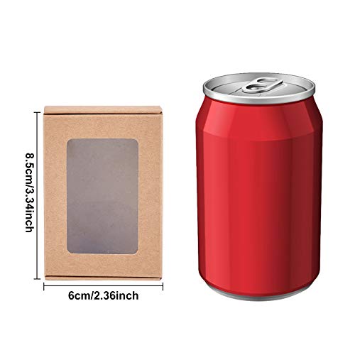 Benecreat 30 Pack 3.3X2.3X1 Rectangle Brown Kraft Paper Boxes With Clear Window For Wedding Party Favor Treats, Mother's Day Gift, Bakery And Jewelry Packaging #TOP4