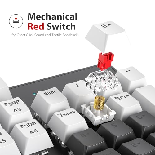 Image of RGB Gaming Keyboard, 104-Key Wired Mechanical Keyboard, Creamy with Number Pad, Linear Red Switch NKRO, Full Size for Windows Laptop PC Gamer