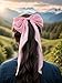 Hair Bows for Women - Furling Pompoms Large Satin Silky Bow Clips for Hair - Hair Ribbon Bows with Long Tail - Hair Barrettes Hair Accessories (Black Pink)