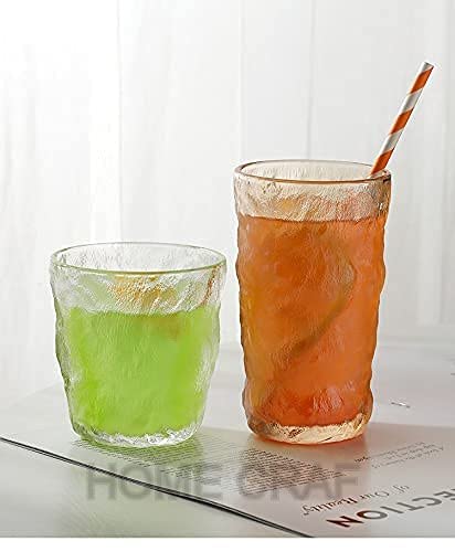 Jawu Italian Premium 300 ML Glass Whiskey Glacier Cup, Frosted Wine Glass Water Cup, Colored Crystal Coffee Mug Beer Glasses for Home Office &Bar Scotch. (6 Pack)