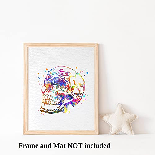 Dignovel Studios 8X10 Unframed Sugar Skull Day Of The Dead Halloween Watercolor Illustrations Art Print Wall Art Poster N111 #TOP2