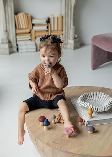 Image of Mushroom Toy Set - Interchangeable Wood & Silicone Montessori Toy for Toddlers - Promotes Imagination, Fine Motor Skills & Developmental Growth in Children