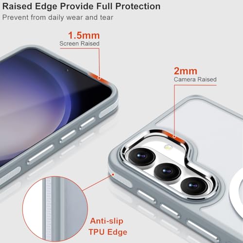 Image of MALEWOLF Stand Case for Samsung Galaxy S26 Plus, Compatible with Magsafe, Anti-Slip Cover [Military Grade Shockproof] [Matte Translucent Back], Color Hybrid Phone Case for Galaxy S26+ (Grey /White)