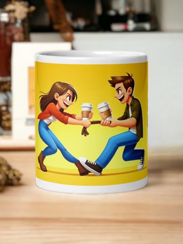 Image of Better Gift Flowers Tug of War Coffee Mug, Round Shaped Multicolor Themed Coffee Mugs, Mug for Gifting, Gifting Items for Family, Friends & Closed Ones