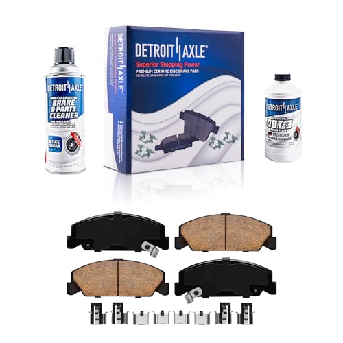 Image of Detroit Axle - Front Brake Pads for 1988-2000 Honda Civic 1984-1985 Accord | 1988-1991 CRX 1993-1997 Civic Del Sol Ceramic Brake Pads w /Hardware Replacement