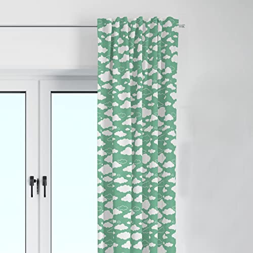 Bacati Clouds Printed Color Cotton 2 Pack Window Curtain Panel, Mint, One Size #TOP10