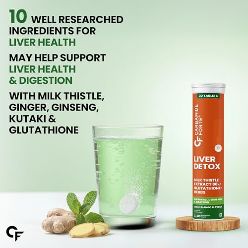 Image of Carbamide Forte Liver Detox Supplement | Fatty Liver Detox Tablets with Clinically Researched Ingredients | Just Drop, Dissolve, Fizz & Drink | Green Apple Flavour - 20 Effervescent Tablets