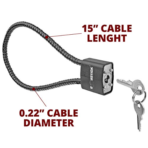 Boomstick Cable Gun Lock 15 In Cable Length, Trigger Pistol Shotgun Rifle Child Safety Steel Cable - Keyed Alike #TOP2