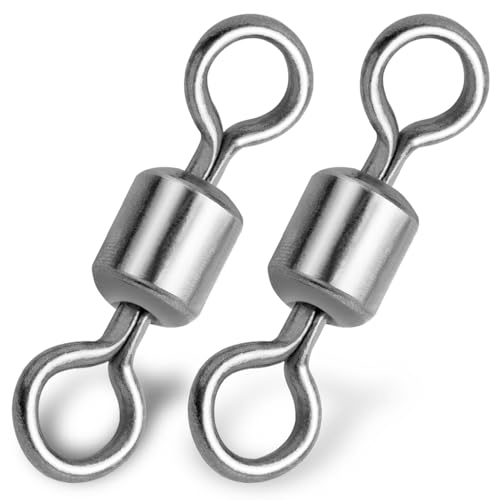 9KM DWLIFE Fishing Swivels Stainless Steel Rolling Barrel Swivels Fishing Line Connector Corrosion Resistance Solid Rings Fishing Tackle for Freshwater Saltwater -12#25pcs