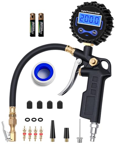 Image of Digital Tire Pressure Gauge with Inflator, 200 PSI Air Compressor Attachment Inflation Gun with Heavy Duty 360 Air Chuck & Extended Hose and Quick Connect Coupler, Improved Leaks Protection