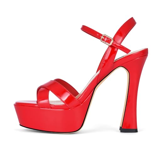 Image of Platform Heels for Women Chunky High Heel Sandals with Ankle Strap, Open Toe Dress Shoes for Work Party Evening Wedding