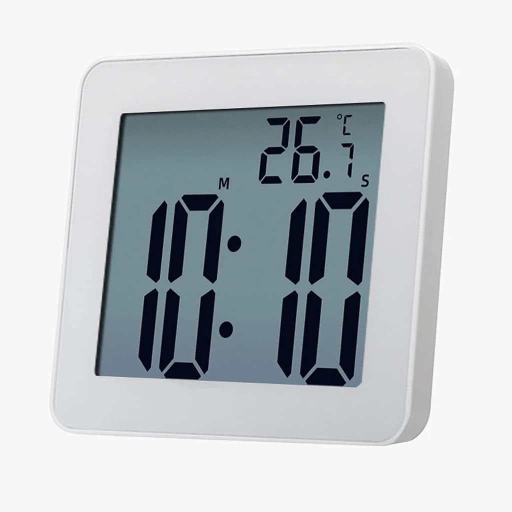 Sjdopulse Digital Bathroom Clocks Simple Lcd Electronic Alarm Clock Waterproof Watches Temperature Bathroom Alarm Clocks Hanging Timer