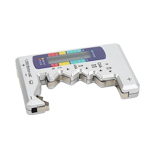 Testeur de Batterie Numérique, Analyseur de Capacité pour Piles D C N AAA AA 9V 1,5V, Testeur Universel de Piles Bouton, Couleur Argent