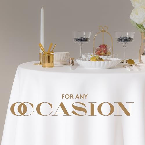 Wealuxe [2 Pack] 120" Round Premium Tablecloths for Wedding | Banquet | Restaurant | 200 GSM Washable Fabric Table Cloth | White by Wealuxe - Image 6