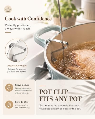 Image of Candy Thermometer for Deep Frying, Cooking Oil Thermometer with Pot Clip