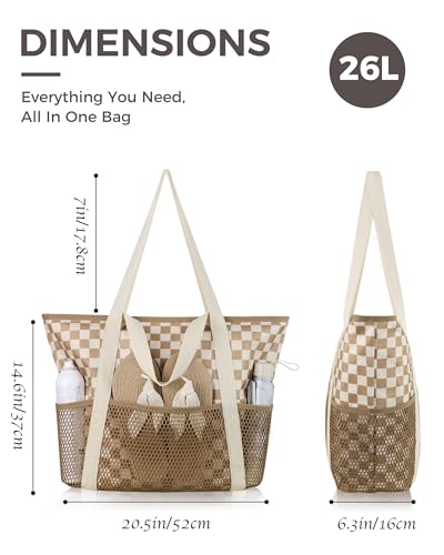 Image of HOMESPON Beach Bag Large Waterproof Sandproof Tote for Women with Zipper and Mesh Pockets