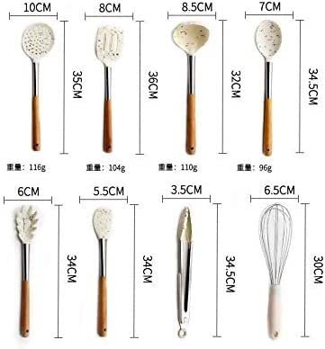 Küchenutensilien-Set Pfannenwender Silikon-Küchenwerkzeug-Set Kochutensilien-Set Pfannenwender Schaufel Suppenlöffel mit Holzgriff Spezielles hitzebeständiges Design
