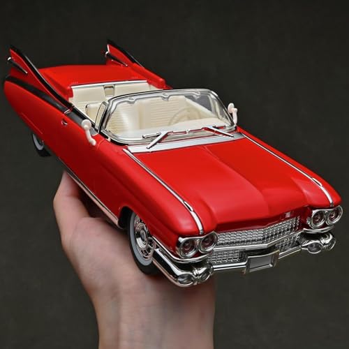 Image of 1:24 Scale Big Cadillac Eldorado Alloy Pickup Car Toy Metal Pull Back Diecast Car with Openable Door and Sound Light, Gifts Toys for Kids【Red】