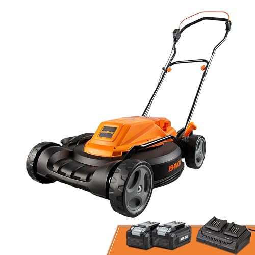 LawnMaster CLMF4819X 19-inch Brushless Cordless Lawn Mower with 2X24V MAX 4.0Ah Battery and a Dual Charger 6 Cutting Position