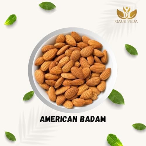 Image of GAURVEDA American Badam (Almonds) -, Fresh & Crunchy Nuts for Healthy Snacking & Immunity Boost - 100% Natural | 100 Grams