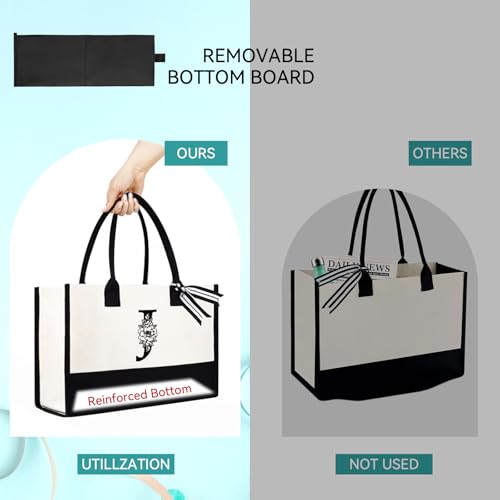 Mother's Day Gifts for Women Her - Initial Canvas Tote Bag & Makeup Bag, Personalized Birthday Gifts for Mom4