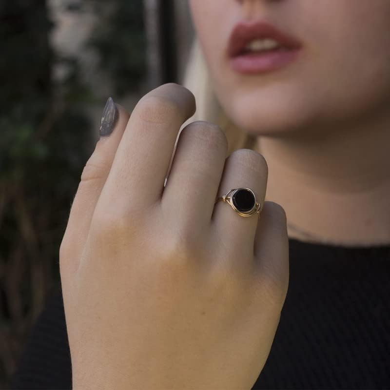 Miniatura 4 de Ardonn Black Onyx Ring for Women - Unique Handmade Gold Filled Emphasizing the Stylish and Versatile Natural - Comfortable and Stylish Gemstone Ring