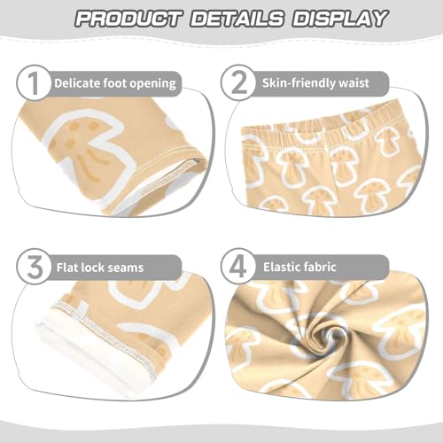 Mushrooms Sticker Girls Leggings,Workout Leggings for Girls Toddler Athletic Leggings Size for 3-10T3