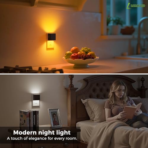 Image of L LOHAS LED Night Lights Plug into Wall,[2-Pack] Plug in Night Light with Dusk to Dawn Sensor,3CCT 1600K /2700K /5000K,Brightness Adjustable,Nightlight for Adults Bathroom Bedroom