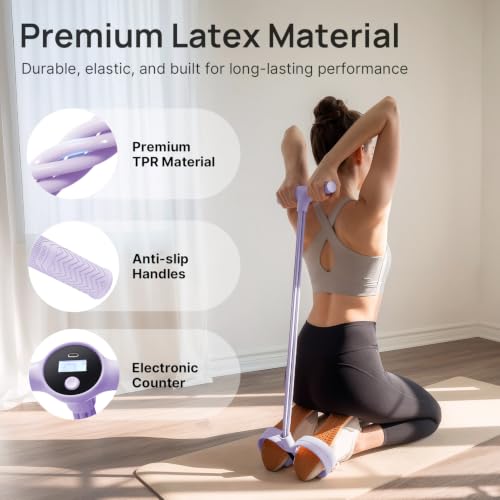 Image of YOTTOY Pedal Resistance Bands with Handles, Natural Rubber Exercise Bands | 35LB Foot Pedal Resistance Bands for Working Out, Fitness Equipment for Abdomen, Waist, Arm, Leg, Pilates