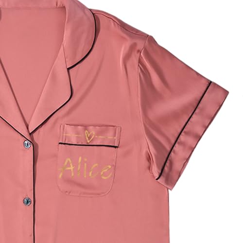Image of MI X TEE 4Pcs Bride Pajama Summer Silk Pajamas for Team Bride Short Sleeve Shorts PJS Matching Pajamas with Bridesmaid